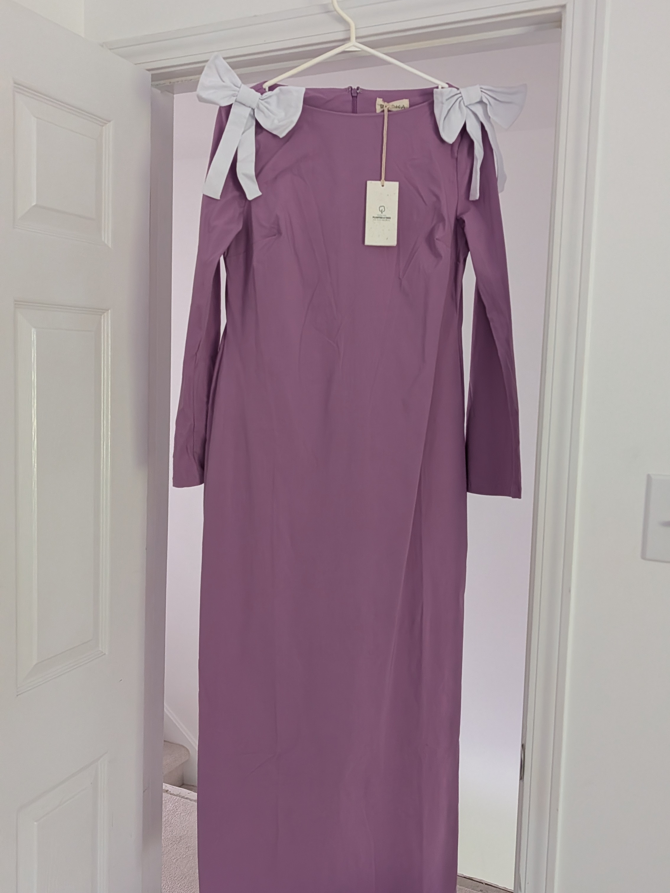 Asos Lilac Maxi Dress With White Shoulder Bows